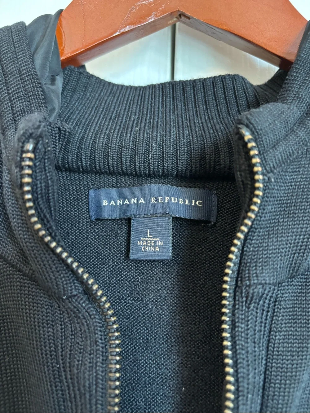 Banana Republic Black Zip-Up Knit Jacket